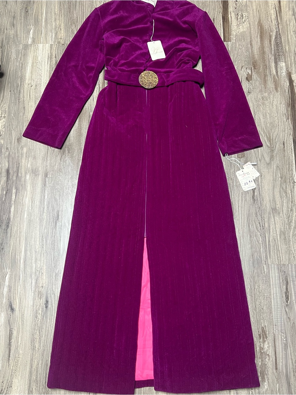Vintage 70s Vanity Fair Shevelva Purple Velvet Maxi Robe Hostess Gown Caftan 14
